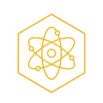 Poznańska Pasieka, ikona atomu symbolizująca badania laboratoryjne i naukową kontrolę nad autentycznością miodu.